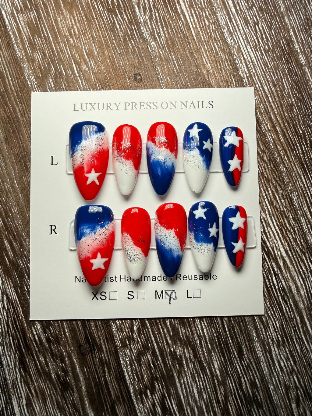 Marble 4th of July Nails