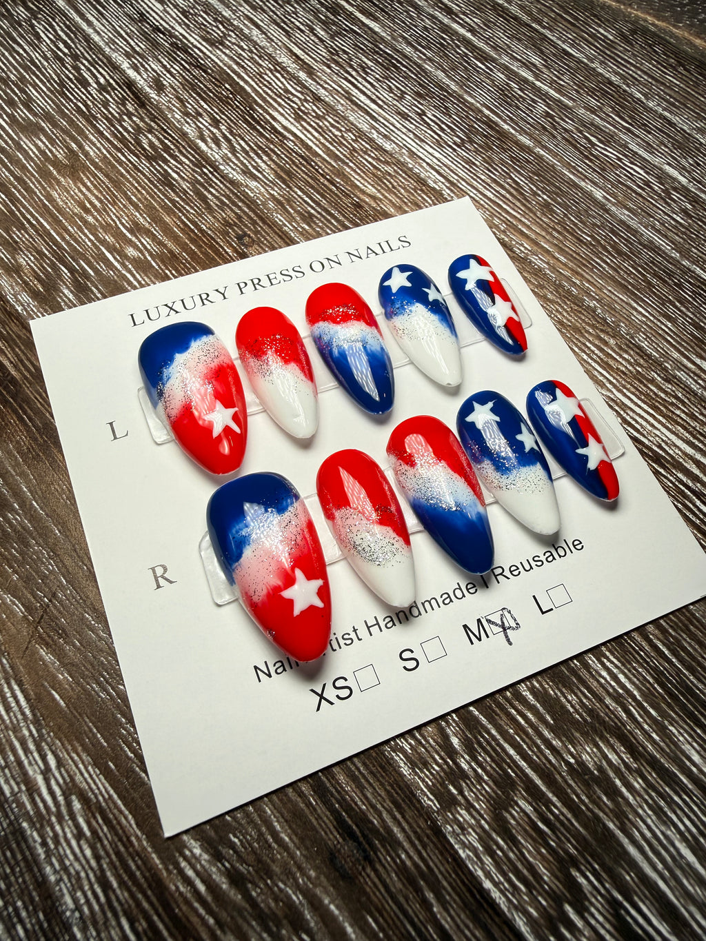 Marble 4th of July Nails