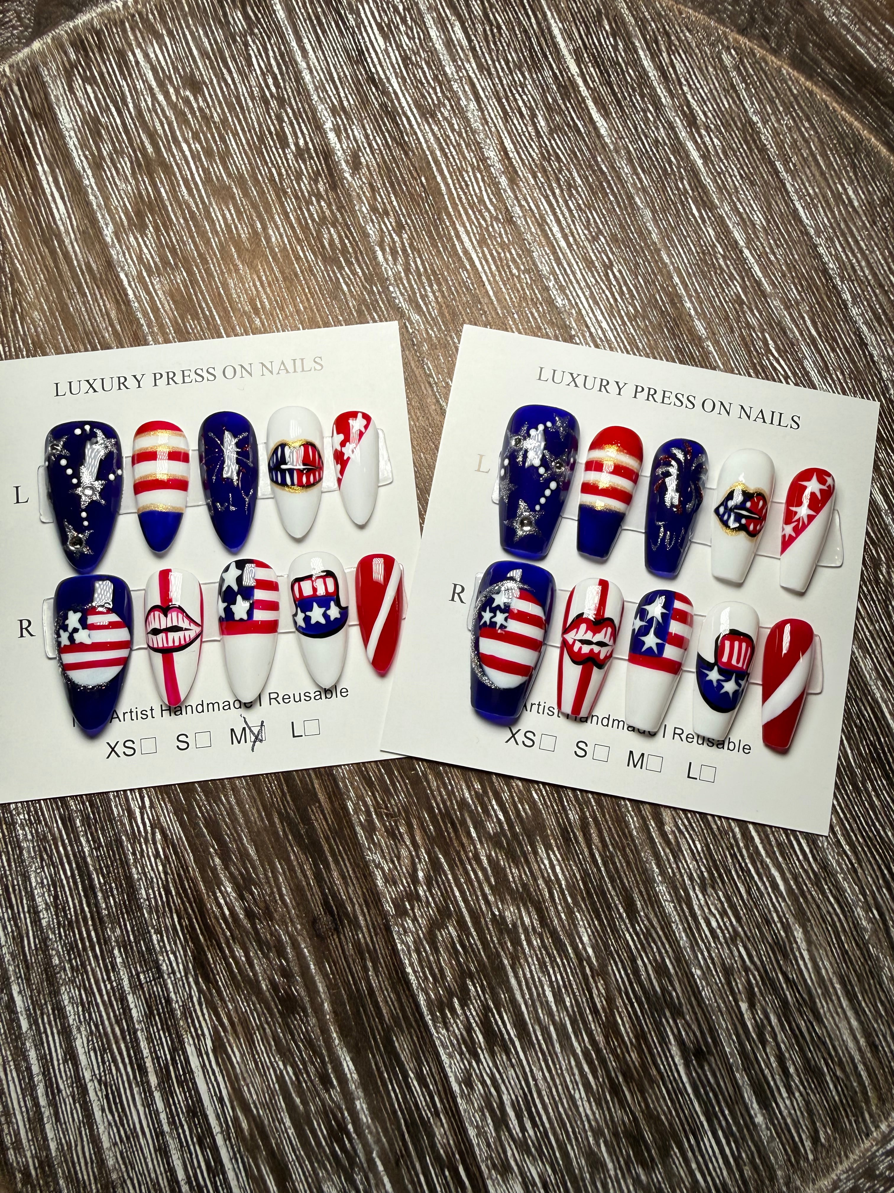 Stars and Stripes 4th of July Nails