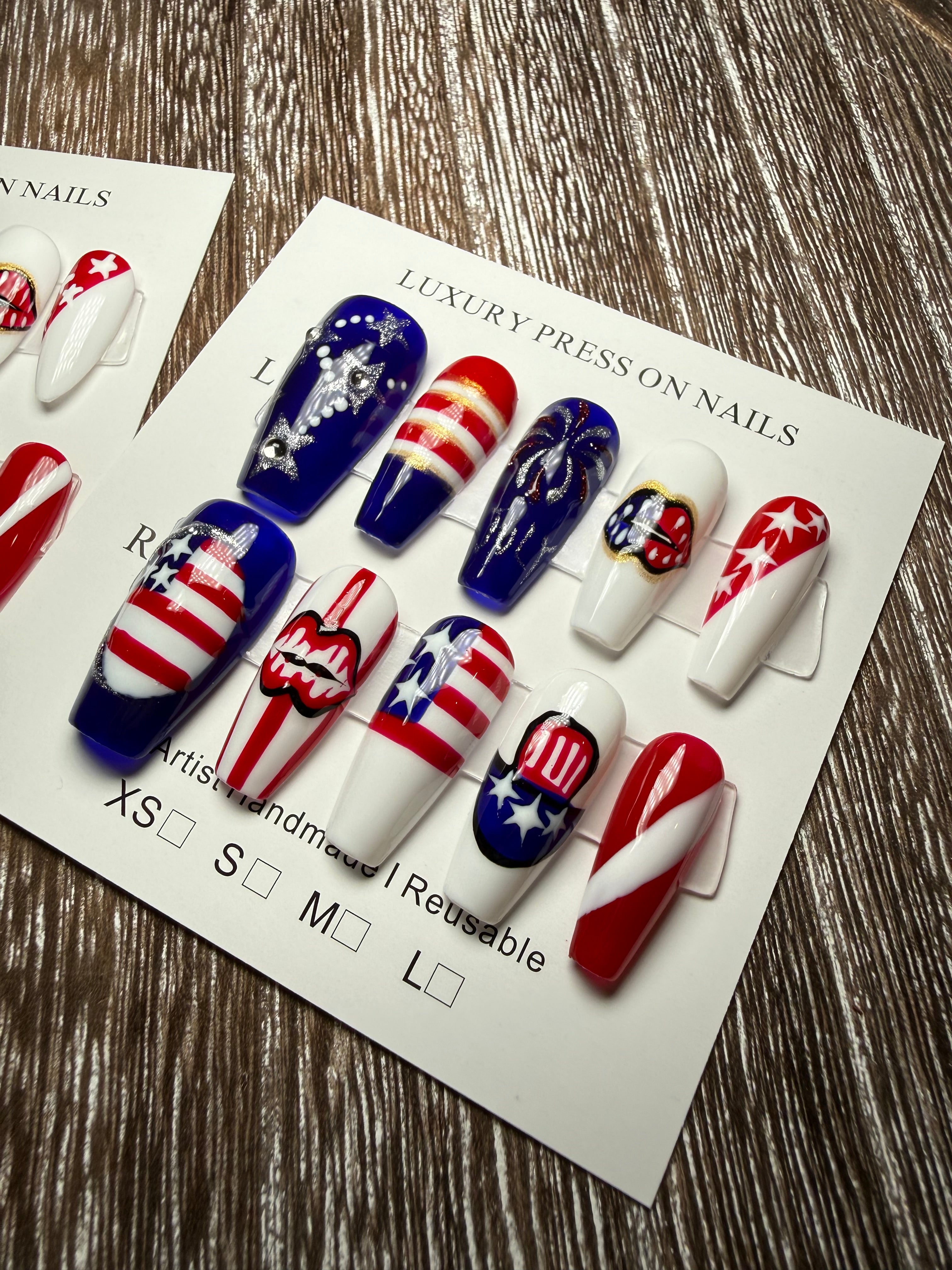 Stars and Stripes 4th of July Nails
