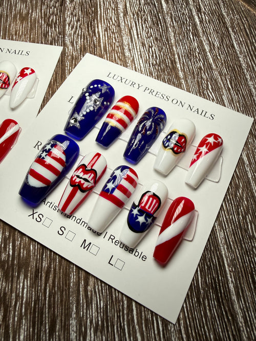 Stars and Stripes 4th of July Nails